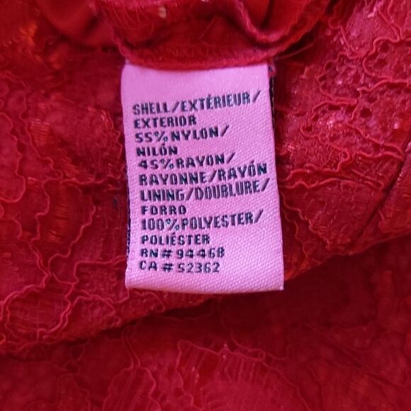 Red Lace Betsey Johnson Sleeveless Sheath Dress Size 4 - Picture 5 of 8